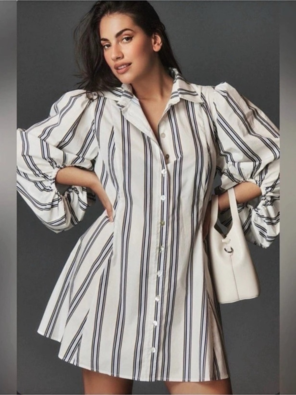 Plenty by Tracy Reese Striped Mini Dress in White & Blue Size XL NWOT